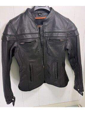 Leather Motorcycle Jacket First Classics Women's Small S Moto Riding Black
